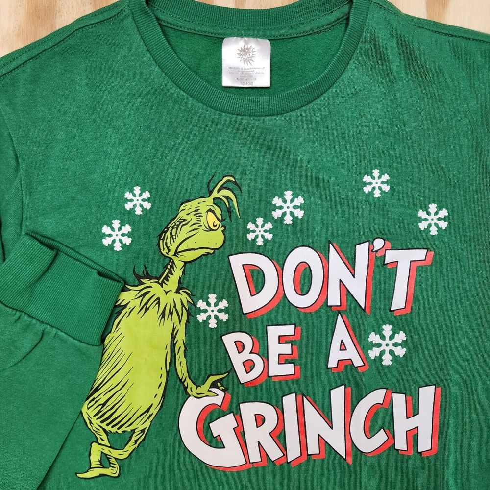 The Grinch Dr Seuss Don't be a Grinch Pullover Sweatshirt‎ Christmas Size Small